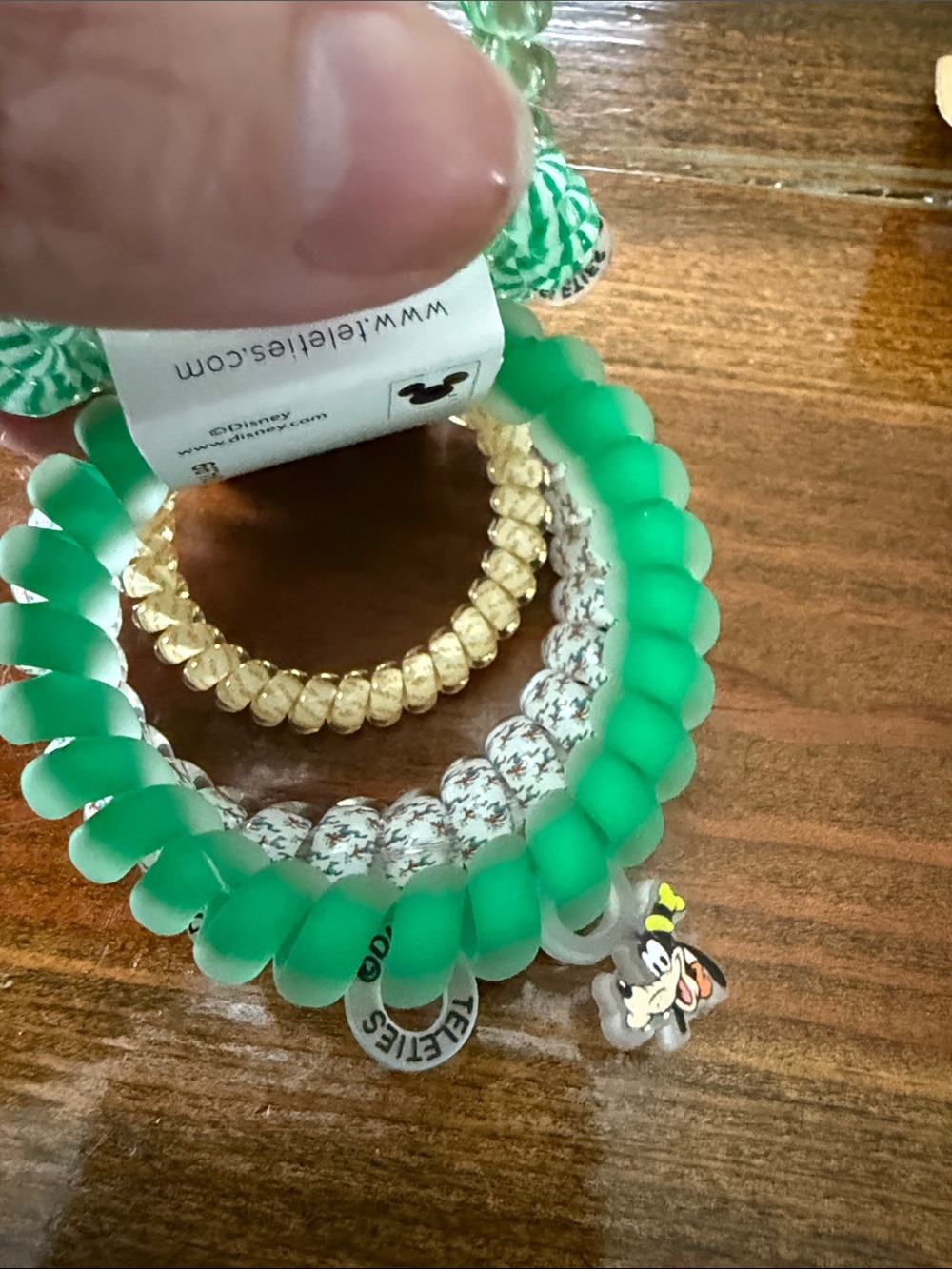 Disney Teleties Goofy Charm Green Spiral Hair Ties - Picture 6 of 7